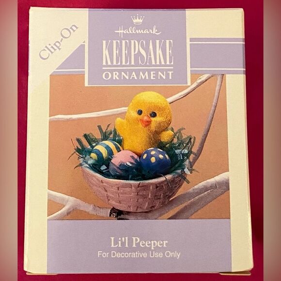 Easter Hallmark Keepsake Ornament 1993 Li’l Peeper Chick & Easter Eggs in Basket - Picture 1 of 9